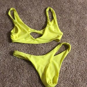 Lime green sz M two bathing suit